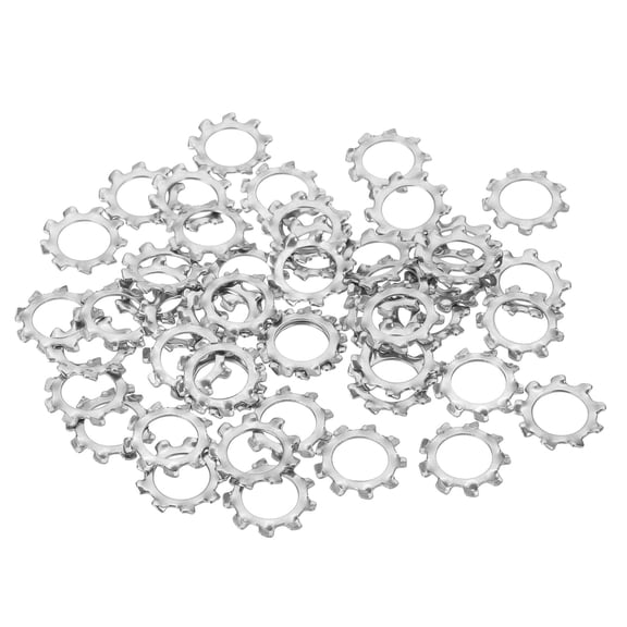 50 Pack 304 Stainless Steel External Tooth Lock Washers, M10 Star Locking Washers for Screw Bolt Mechanical Equipment Fasteners, Silver