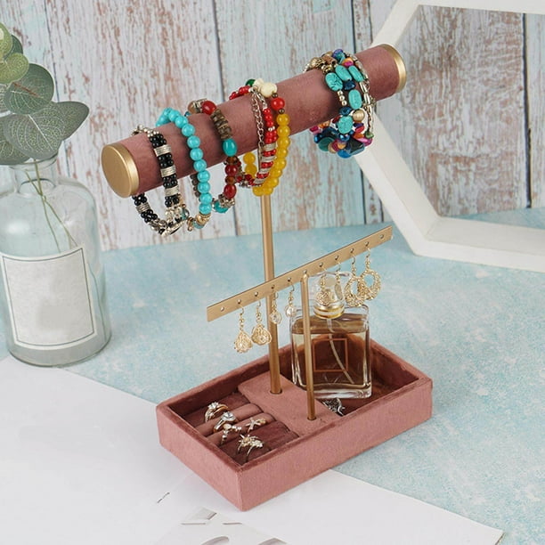 serony 2 Layer T Bar Bracelet Holder Jewelry Display Jewelry Bar Bracelet  Rack Jewelry Display Shelf Earring Home Shop Decor Bracelet Holder