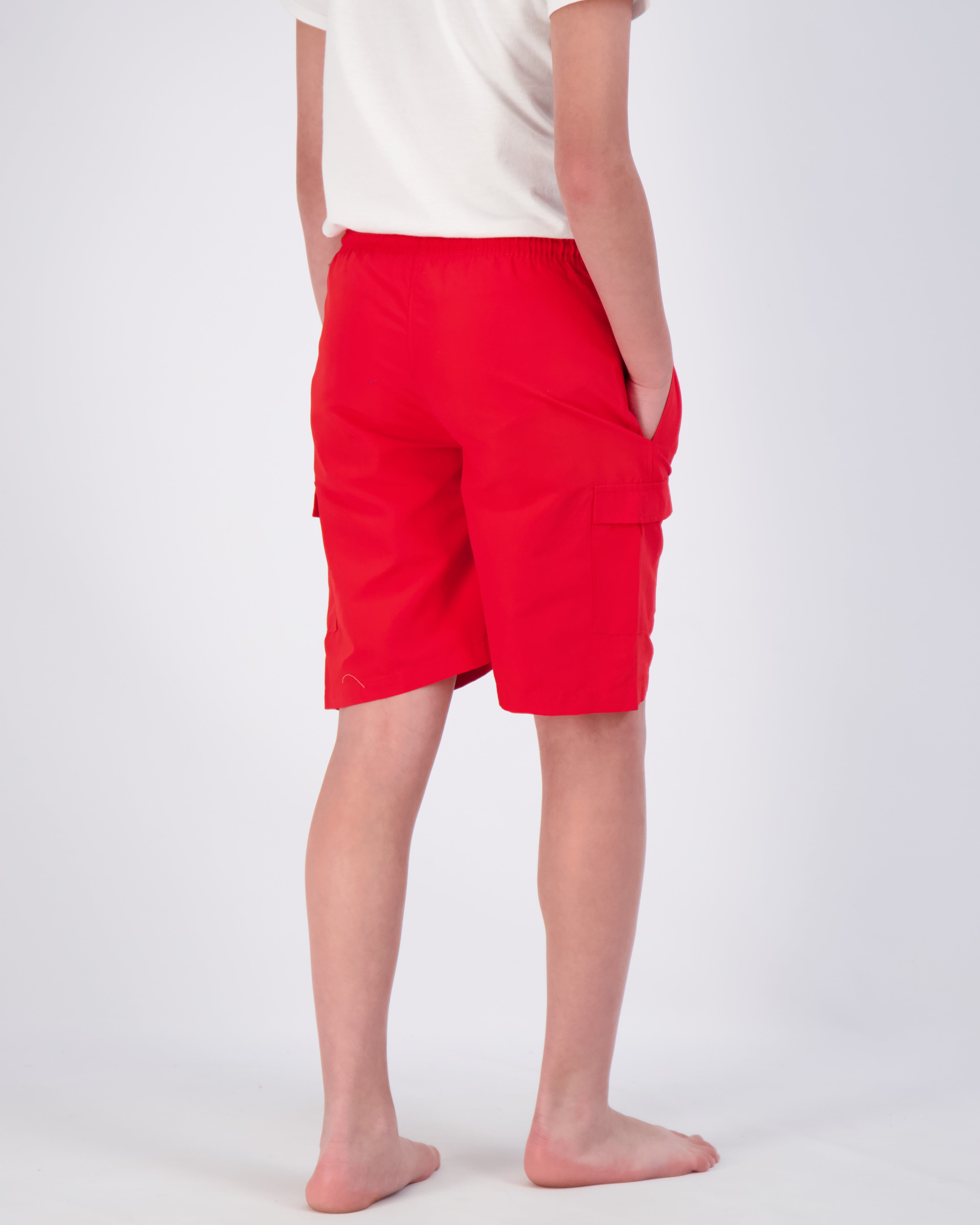 Real Essentials 3 Pack: Boy's Swim Trunks with Cargo Pockets & Mesh Lining - UPF 50+