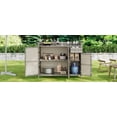thumbnail image 1 of 47.5"W Wicker Outdoor Storage Cabinet with Tempered Glass Desktop, Weather-proof Rattan Bar Table with Three Doors, Adjustable Shelf, and One Drawer, for Outdoor Cushions, Pool Toys , Grey, 1 of 23
