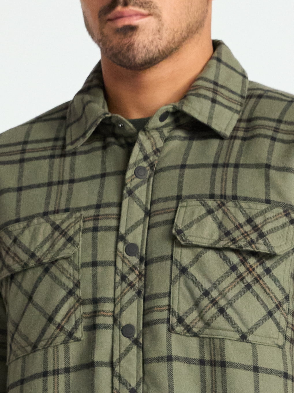 George Men's Shirt Jacket with Long Sleeves, High Pile Fleece Lining, Sizes S-3XL