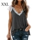 thumbnail image 1 of Camiseta de mujer de encaje con cuello en V, sin mangas, informal, suelta, para niña, camiseta de verano, gris oscuro, XXL kenally AP001333-20, 1 of 5