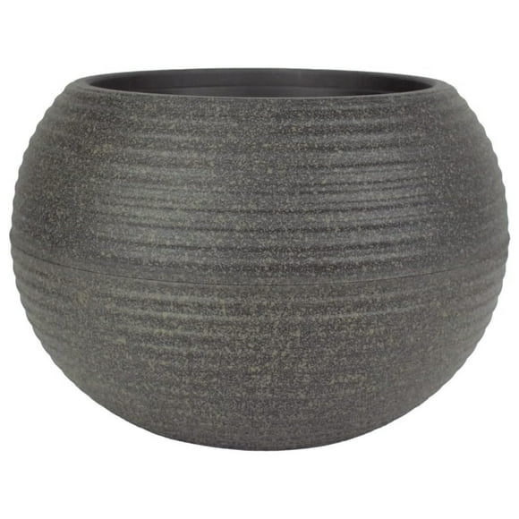The HC Companies 10 Inch Atlas Sphere Planter, Round Plastic Plant Pot, Gray