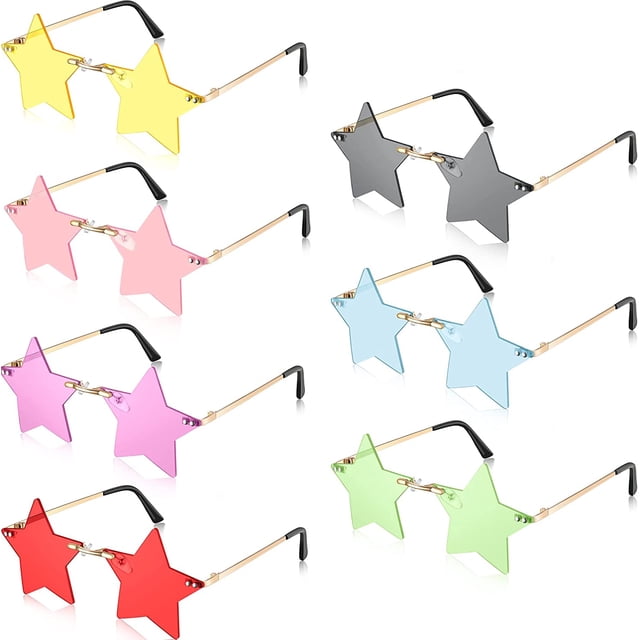 7 pares de gafas de sol sin montura con forma de estrella, actividad especial con pentagrama