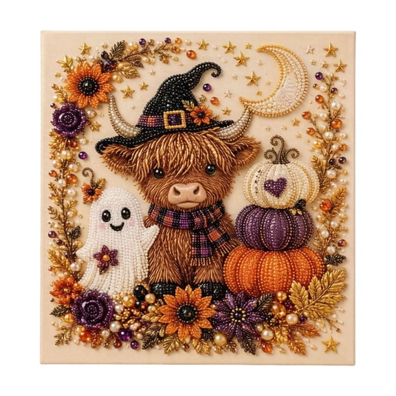 Halloween Decor DIY Ghost Pearl Diamond Art Set, Vintage Halloween Pearl Art Kit Indoor, Halloween Ghosts Pearl Diamond Art Kits for Adults