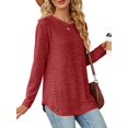 thumbnail image 3 of Blusas de Larga con Cuello Redondo para Mujer, Blusas Holgadas con Botones para Otoño e Invierno 2025. Rojo S, 3 of 10