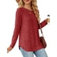 thumbnail image 3 of Blusas de Larga con Cuello Redondo para Mujer, Blusas Holgadas con Botones para Otoño e Invierno 2025. Rojo S, 3 of 10