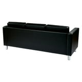 OSP Home Furnishings Pacific Easy-Care Black Faux Leather Sofa Couch ...