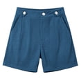 thumbnail image 3 of cocolona Womens Summer Casual Loose Beach Shorts Corduroy Elastic Waist Straight Wide Leg Shorts with Pockets, 3 of 5