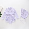 thumbnail image 2 of Swim Suits for Girls Long Sleeve Floral Print Ruffled Pattern Kids Swimwear, 2 of 4