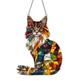 thumbnail image 4 of Sylvtty Cat Stained Art Ornament Acrylic Window Hanging Sun Catcher Colorful Cat Panel Wall Hanging Art Decor for Cat Lovers, 4 of 7