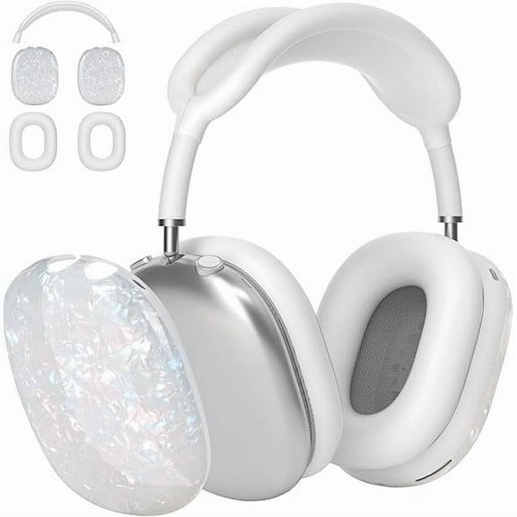 Case Cover for AirPods Max Headphones (2024/2020) Pearl Shell Texture Soft TPU Ear Cups Case/Ear Pad/Headband Silicone Cover Compatible with Apple AirPods Max(USB-C) Protective,Colorful Pearl Shell
