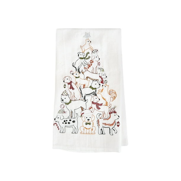 Gallerie Ii Dog Christmas Tree Print Kitchen Towels Set Of 2 White Cotton Flour Sack Hand Towels Walmart Com Walmart Com