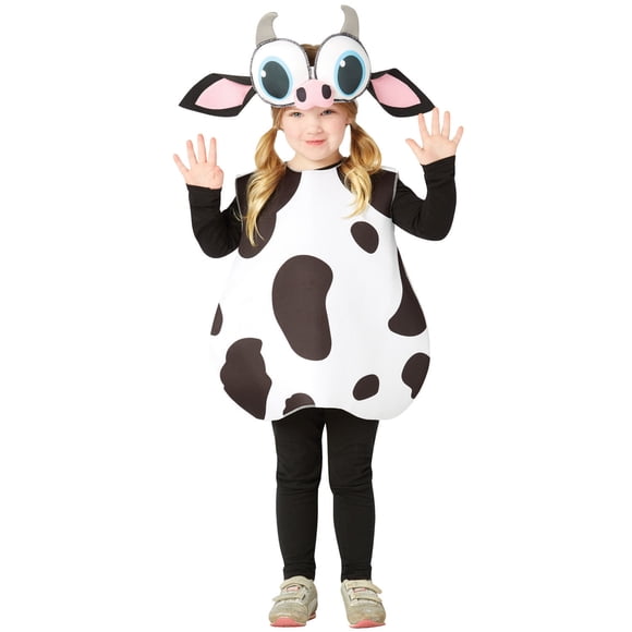 Cute Big Eyed Cow Toddler Child Costume Lightweight Black and White Animal 3T-4T