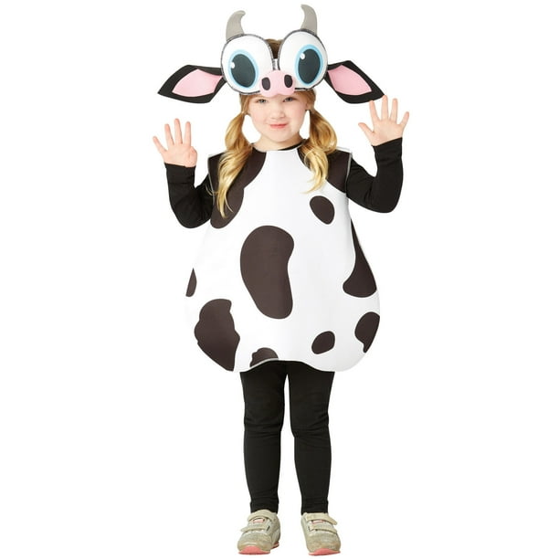 Mignon Gros Yeux Vache Bambin Enfant Costume Léger Noir et Blanc Animal 3T-4T