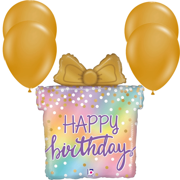 LoonBalloon Opal Holographic Gift Birthday Balloon with 4 latex balloons - Festive & Unique