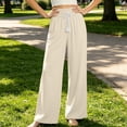 thumbnail image 5 of JSROAC Wide Leg Pants for Womens Smocked High Waist Dressy Casual Trousers Tie Front Solid Color Gauze Lounge Pants With Pockets Fall Fashion, 5 of 6