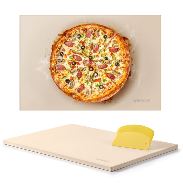 VEVOR Pizza Stone, 20 x 14 x 0.67 in Rectangular Pizza Stone, Extra Large Baking-Stone with Scraper, 1450℉ Heat-Resistant Cordierite, for Oven, BBQ Griller, Baking Bread & Pizza