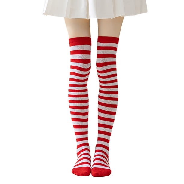Calcetines altos a rayas para mujer, coloridos, por encima de la rodilla, retro, elásticos, para niñas, cosplay, disfraz de Lolita