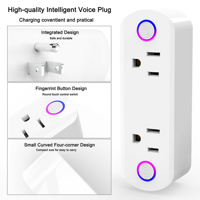 2 in 1 Smart Plug Socket Wireless Dual Power Socket with APP and Voice  Control Timing Switch Overload Protection Compatible with Home IFTTT 15A