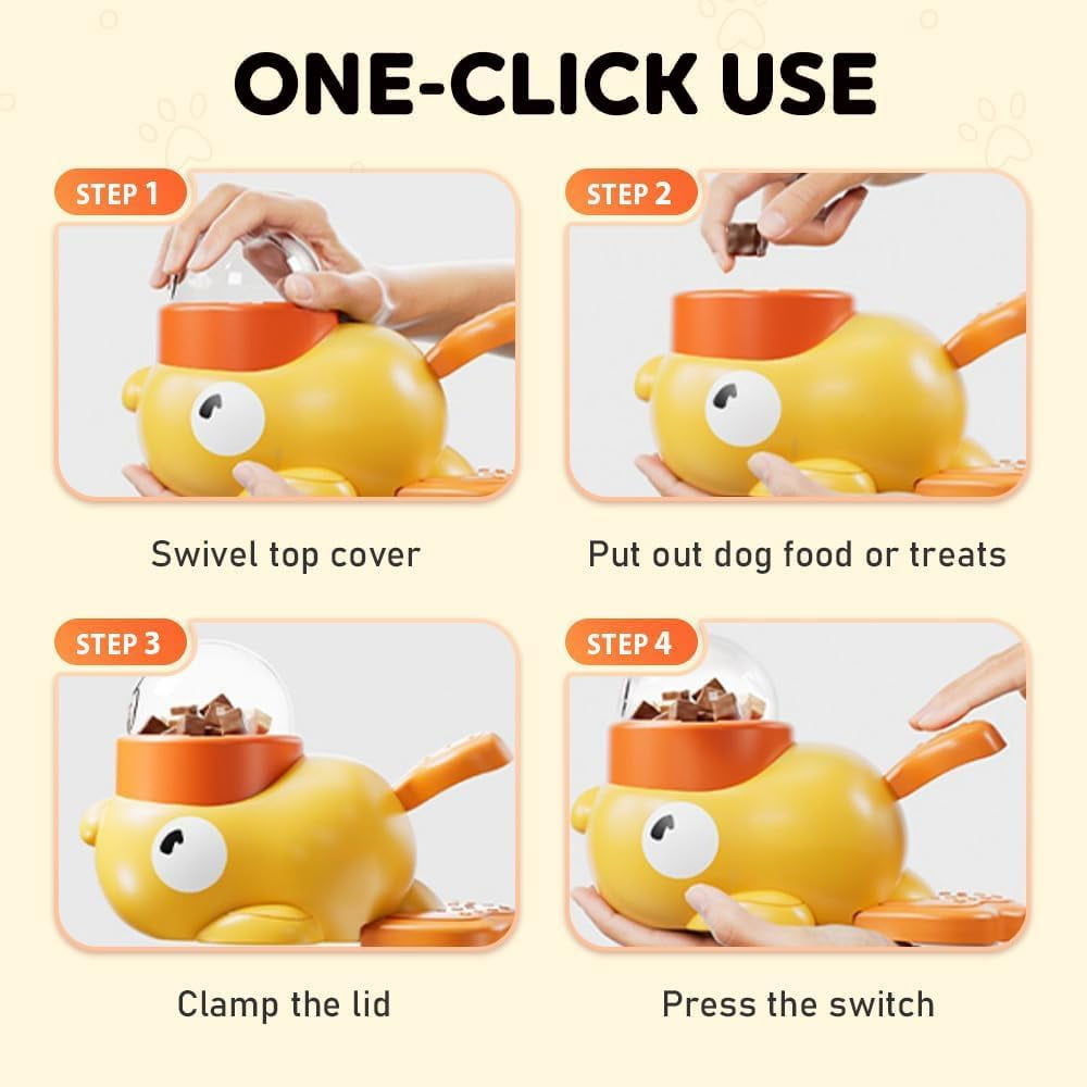 Dog Feeder Puzzle Toy Duck, Duck-Shaped Dog Puzzle Dispenser, 2-in-1 Interactive Cat Slow Feeder Toy Treat, for Small & Medium Pet Anti-Gulping (Yellow)