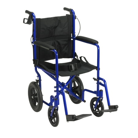 Drive Medical Lightweight Expedition Transport Wheelchair with Hand Brakes,