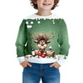thumbnail image 2 of MAIHAN-Kids Christmas Crewneck Sweatshirt, Boys Girls Winter Warm Top with Christmas Print, Cozy Pullover for Ages 3-14 Years, Autumn Winter Warm Top(Light Green4,5-6Years), 2 of 5