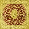 thumbnail image 1 of Ahgly Company Machine Washable Indoor Square Medallion Yellow Traditional Area Rugs, 4' Square, 1 of 4