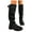 Black, variant on Slouchy Suede Knee High Boots for Women Chunky Low Heel Wide Calf Riding Booties Round Toe Mid Calf Dress Boots Black Size 8.5