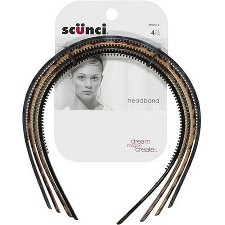 Scunci Thin Headband, 4 pack