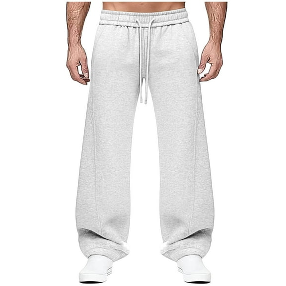Handshe Men's Sweatpants, Solid Color Cotton Casual for Lounge and Daily Wear
