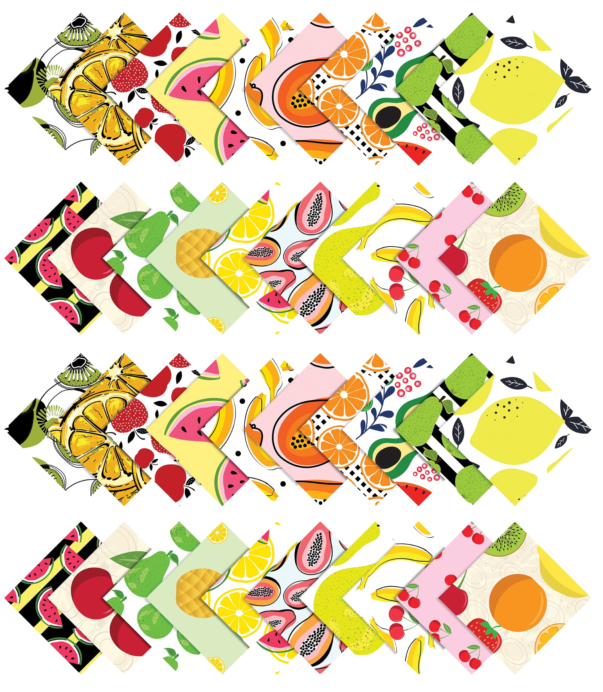 Soimoi 40Pcs Fruits Print Cotton Precut Fabrics For Quilting Craft Strips 2.5x42 inches Jelly Roll - Yellow