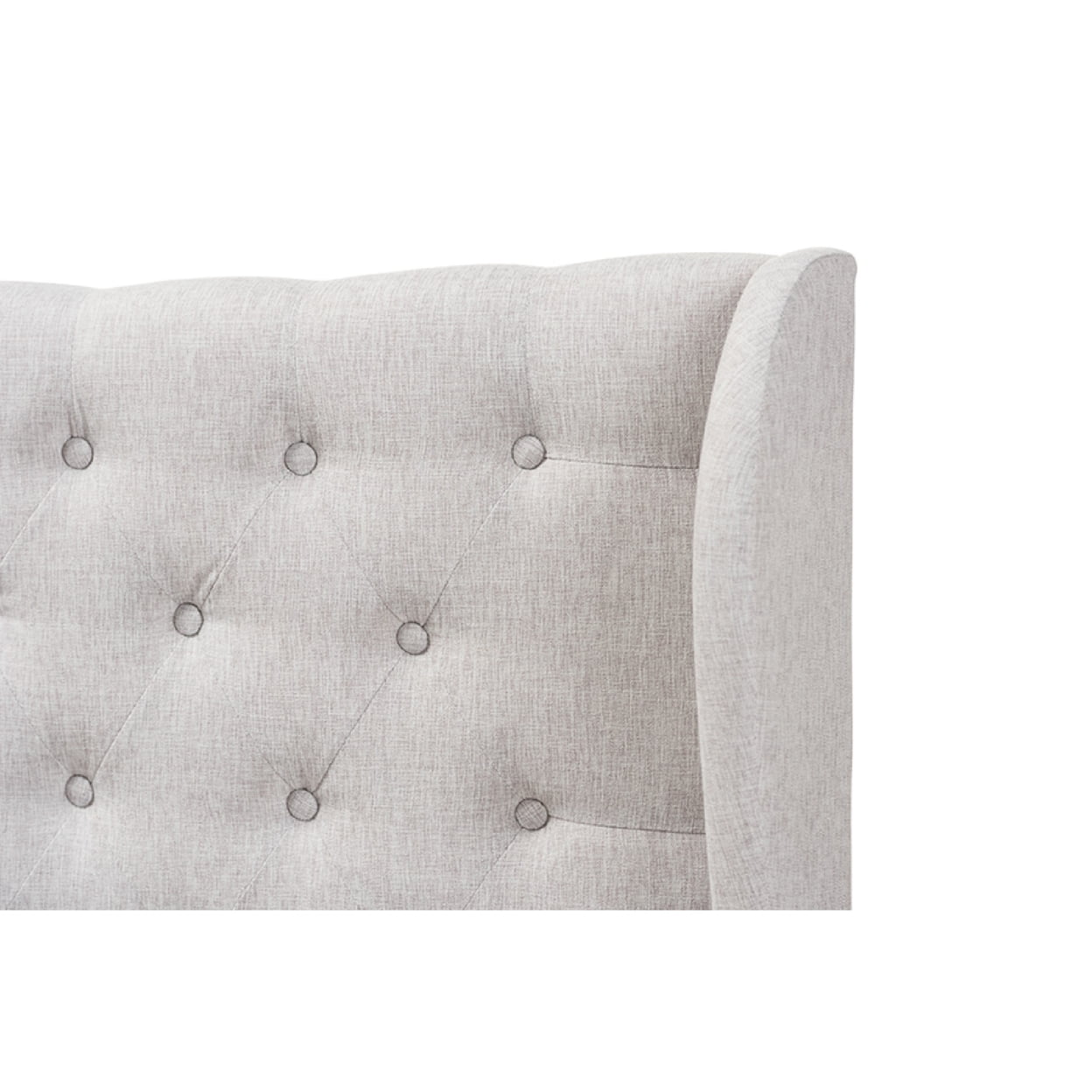 Baxton Studio Cadence Modern and Contemporary Greyish Beige Fabric Button-Tufted Queen Size Winged Headboard,Wholesale