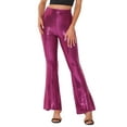 thumbnail image 1 of Pantalones de campana brillantes con lentejuelas y brillo para mujer INSPIRE CHIC, talla XL, color rosa intenso, 1 of 6