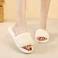 thumbnail image 2 of Slippers for Women,Plu Sh Open Toecotton Slippers Flat Bottom Warm Indoor Non Home,Womens Slippers,White,6.5, 2 of 7