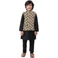 thumbnail image 1 of eloria Boys Dupion Silk Paper Boat Printed Nehru Jacket Kid's Party Festival Regular Wear Gift Olive, 1 of 7