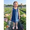 thumbnail image 6 of BemeyourBBs Toddler Baby Girls Denim Tank Dress 6 12 18 24 Months 2 3 4 Years Spring Summer Fall Ruffle Decor Half Button Sleeveless A Line Jeans Dress, 6 of 9