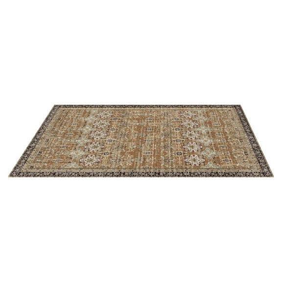 Area Rug 6x9 ft Vintage Brown Green Anti-Skid Washable Rug - Large Living Room Rug Tear Resistant Soft Floor Mat