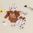 thumbnail image 2 of Floral Pants and Hat Bow Headband Set for Girl‘s Long Sleeve Romper, 2 of 8