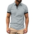thumbnail image 2 of Agkizg Men Short Sleeve Shirts, Lapel Button Front Solid Color Soft Breathable Casual Tops Lightweight Pullover Tees Daily Business Office Outdoor Summer Basic Wear, 2 of 5
