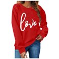 thumbnail image 1 of TIMIFIS Chandail Molletonné Surdimensionné pour Femmes Valentines Day Tenue Femmes Décontractée Chandail à Col Rond à Enfiler Hauts Mignon Imprimé Amour Chandail à Manches Longues Chemise - Printemps/été, 1 of 4