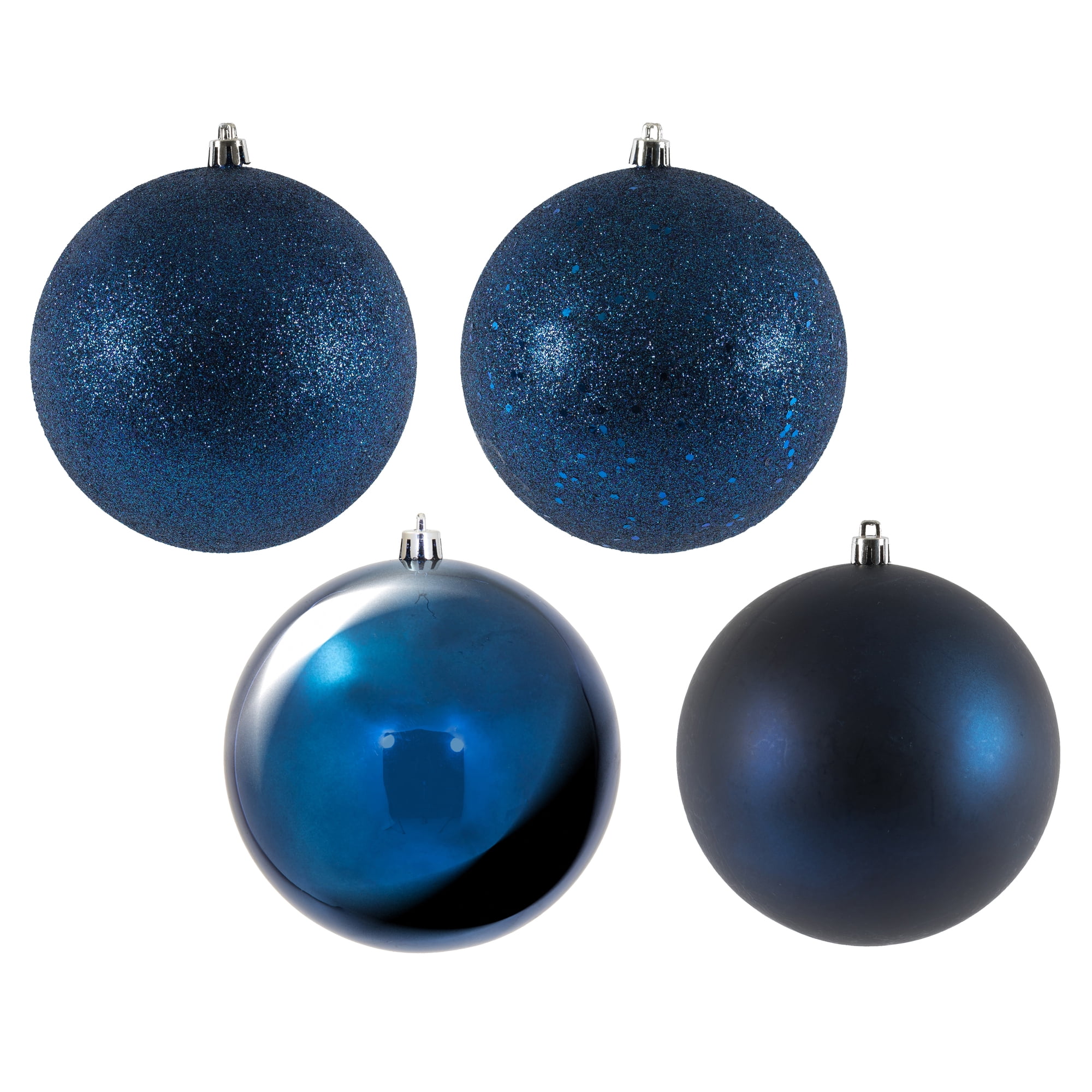 Vickerman 4.75" Midnight Blue 4-Finish Ball Ornament Assortment, 4 per Box