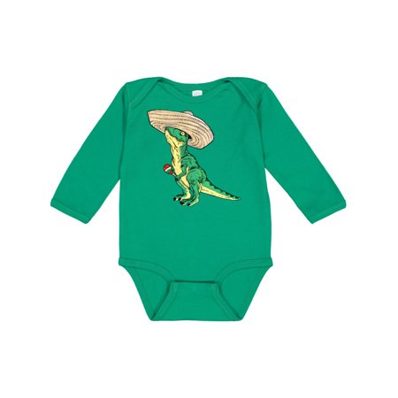 

Inktastic Cinqo De Mayo Baby Rex in Sombero Gift Baby Boy or Baby Girl Long Sleeve Bodysuit