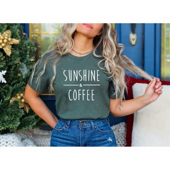 Sunshine And Coffee T-shirt, Coffee Graphic Shirt For Women, Womens Gifts, Birthday Gifts, Coffee Shirt, Summer Shirt, Summer Tee, Beach Tee