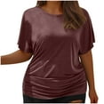 thumbnail image 7 of Hvyesh Women's Plus Size Tops Summer Short Sleeve T Shirts Slim Fit Pleated Blouses 2025 Oversized T Shirts Promociones, 7 of 7