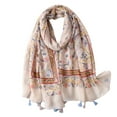 thumbnail image 4 of ibiyuan Scarfs for Womens Lightweight Soft Floral Print Scarf Stylish Tassel Shawl for Autumn Winter Casual Daily Wear, 4 of 4