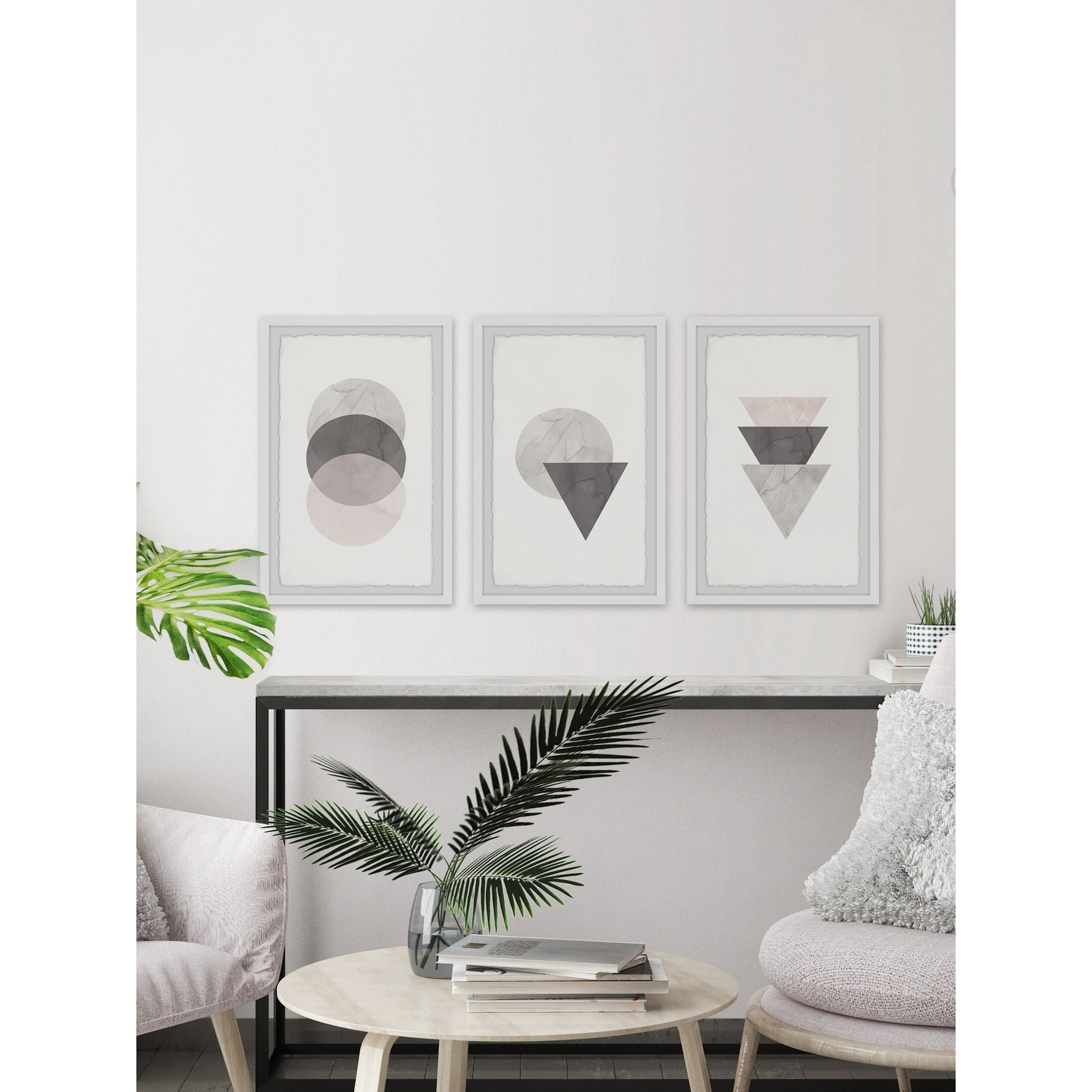 Marmont Hill Triangle and Circle Stack Triptych by Diana Alcala