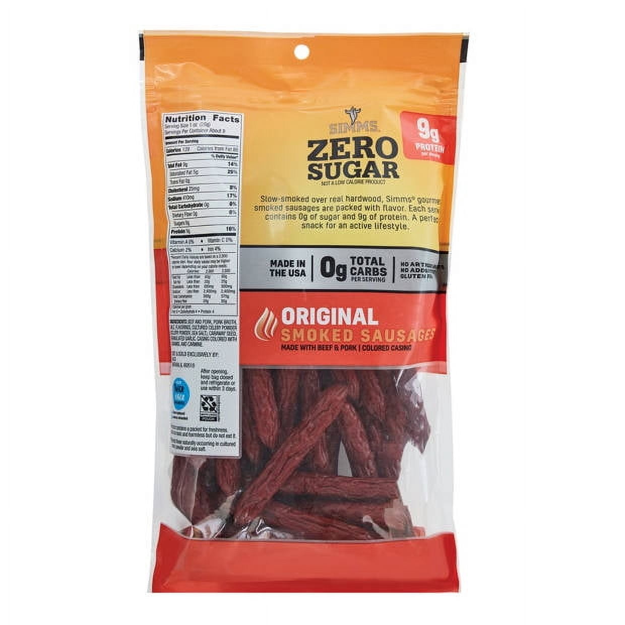 Simms Zero Sugar Original Smoked Snack Sticks, 9.5 oz