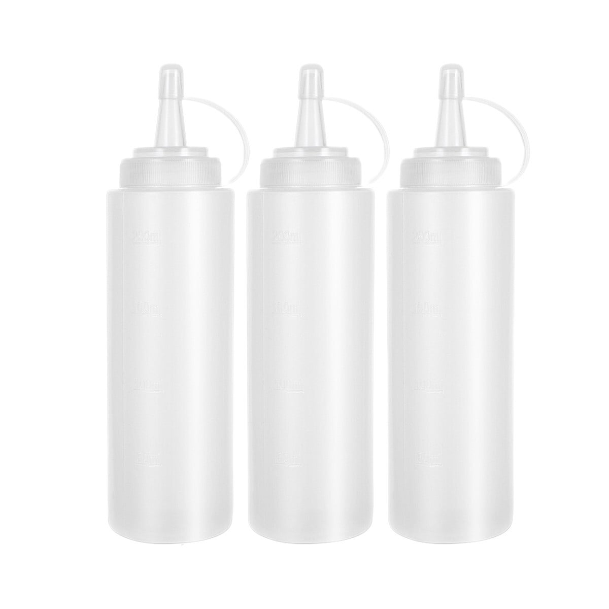 Condiment Squeeze Bottles for Sauces 3 Pack, Wattne 8 Ounce Plastic Dressing Squirt Bottles