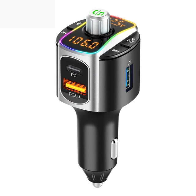 Adaptador De Coche Bluetooth 5 Multifunción 12-24V Pantalla Dual Cargador De Coche Digital 15W Qc / Pd Carga Rápida Reproductor De Mp3 Inalámbrico Llamada Manos Libres Transmisor Fm Cateissary VI003913-00